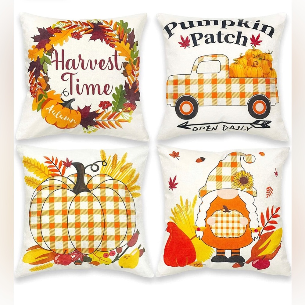 Set of 4 Fall Plaid Pillow Covers 18x18